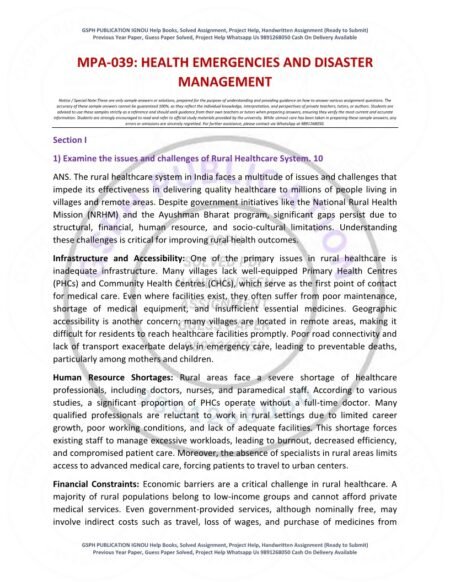 IGNOU MPA-039 Solved Assignment 2025-26 English Medium