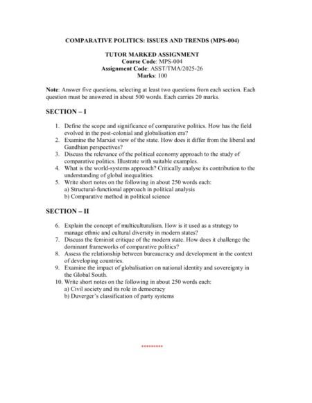 IGNOU MPS-04 Solved Assignment 2025-26 English Medium