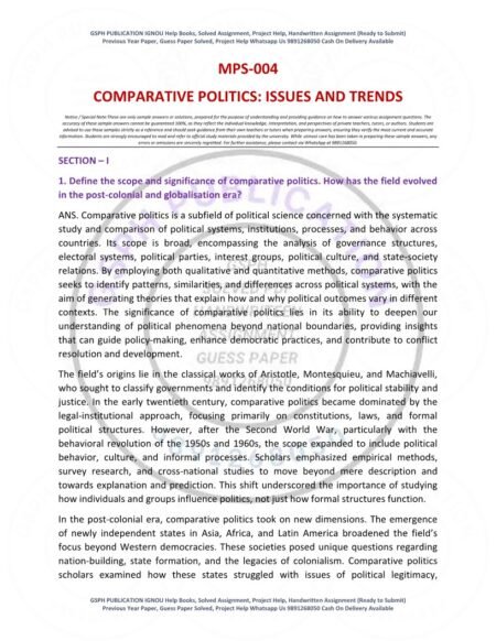 IGNOU MPS-04 Solved Assignment 2025-26 English Medium