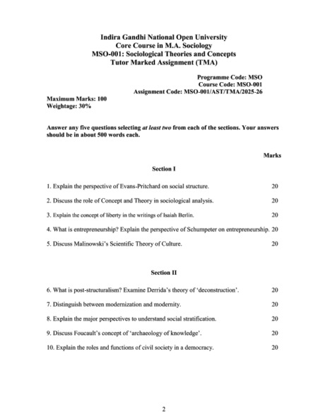 IGNOU MSO-01 Solved Assignment 2025-26 English Medium