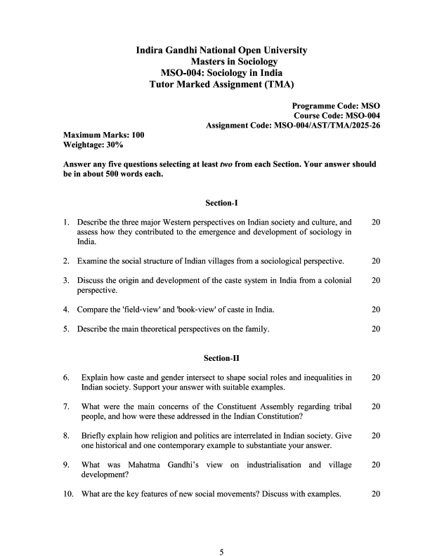 IGNOU MSO-04 Solved Assignment 2025-26 English Medium