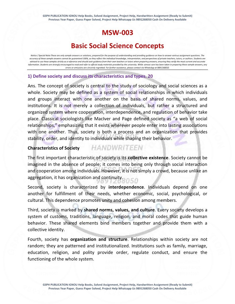 IGNOU MSW-03 Solved Assignment 2025-26 English Medium - Image 2