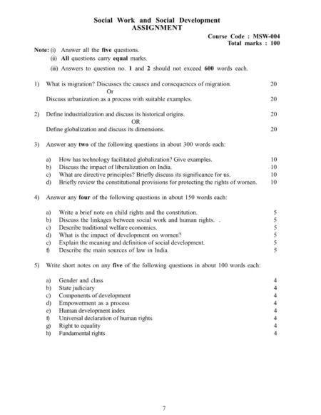 IGNOU MSW-04 Solved Assignment 2025-26 English Medium
