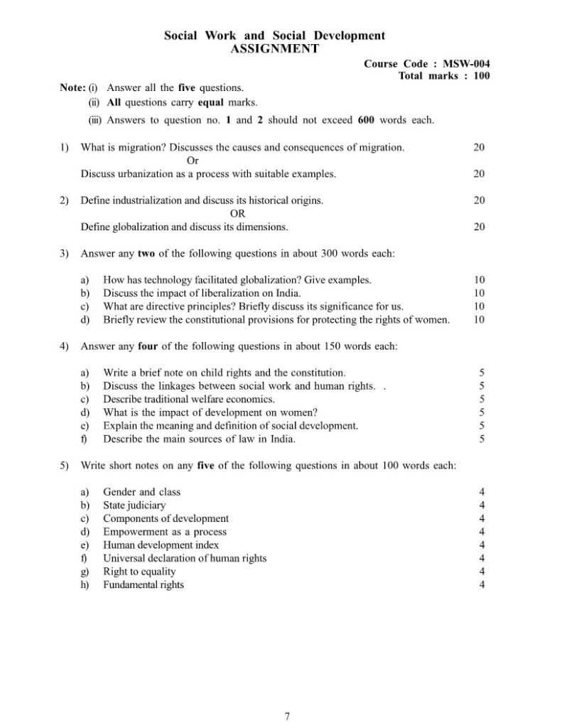 IGNOU MSW-04 Solved Assignment 2025-26 English Medium