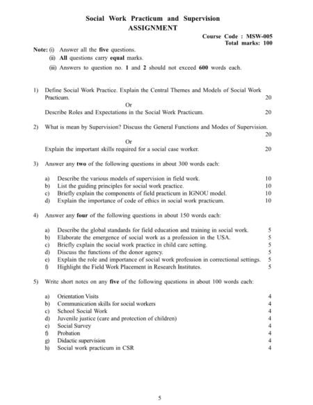 IGNOU MSW-05 Solved Assignment 2025-26 English Medium