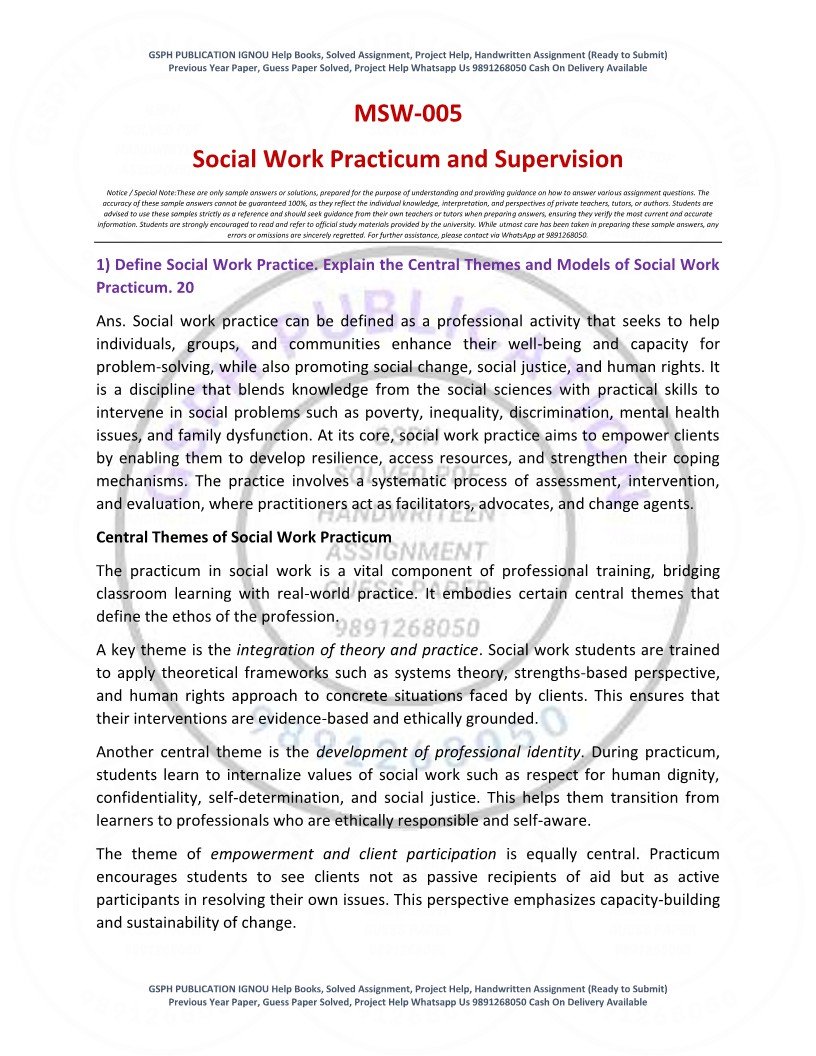 IGNOU MSW-05 Solved Assignment 2025-26 English Medium