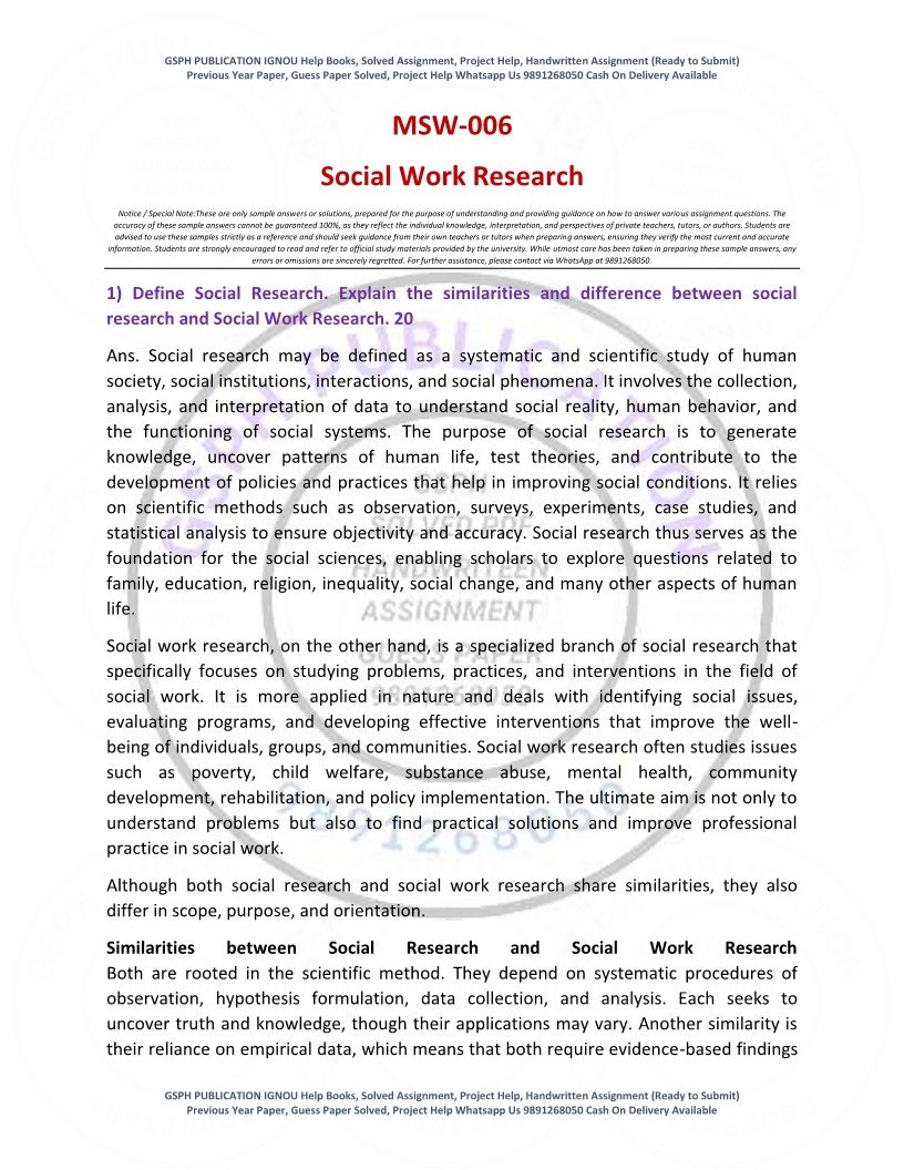 IGNOU MSW-06 Solved Assignment 2025-26 English Medium - Image 2