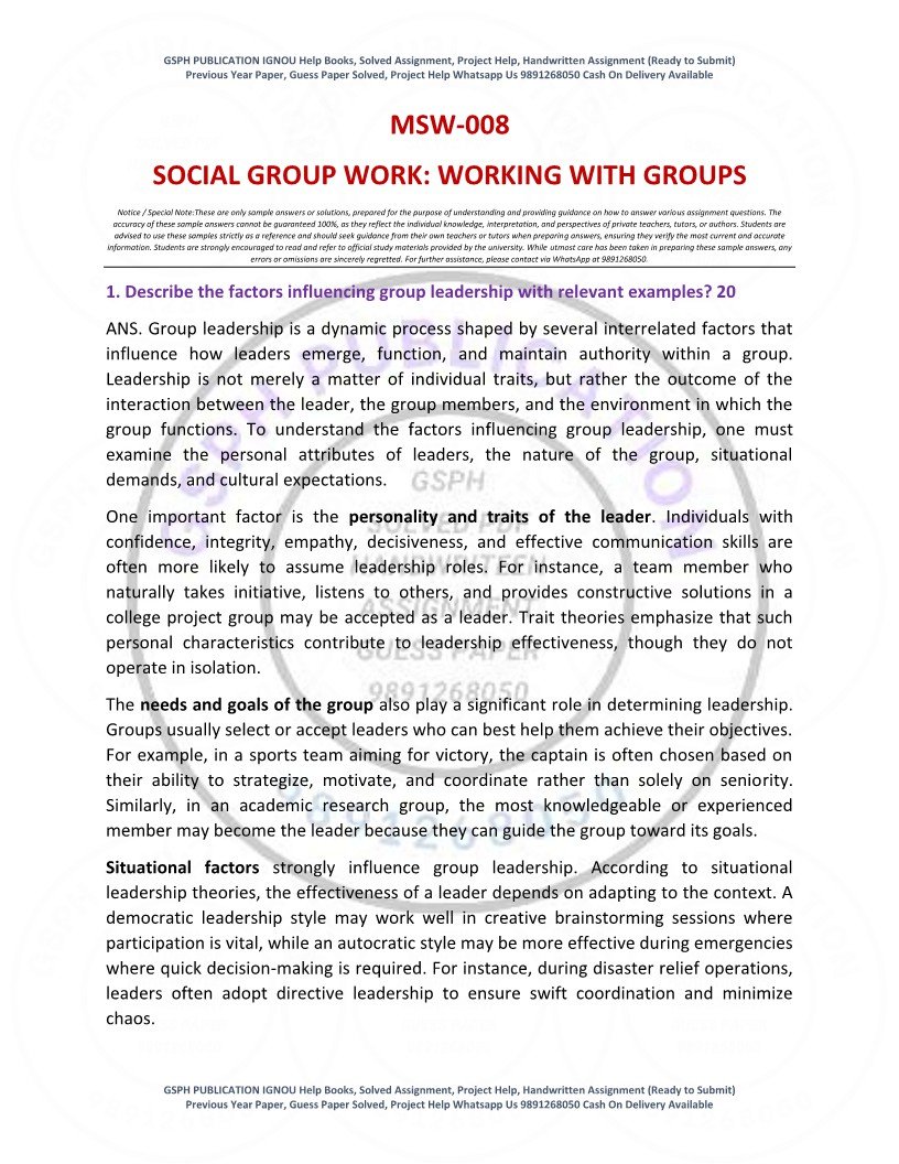 IGNOU MSW-08 Solved Assignment 2025-26 English Medium - Image 2