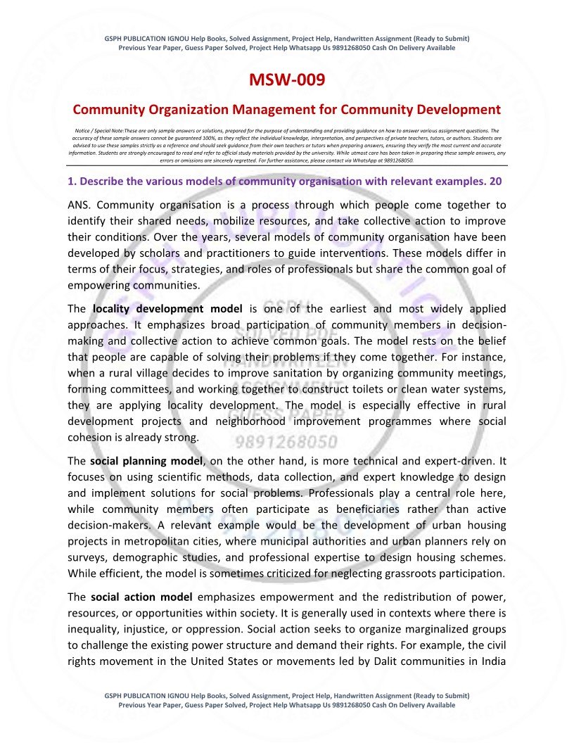 IGNOU MSW-09 Solved Assignment 2025-26 English Medium - Image 2