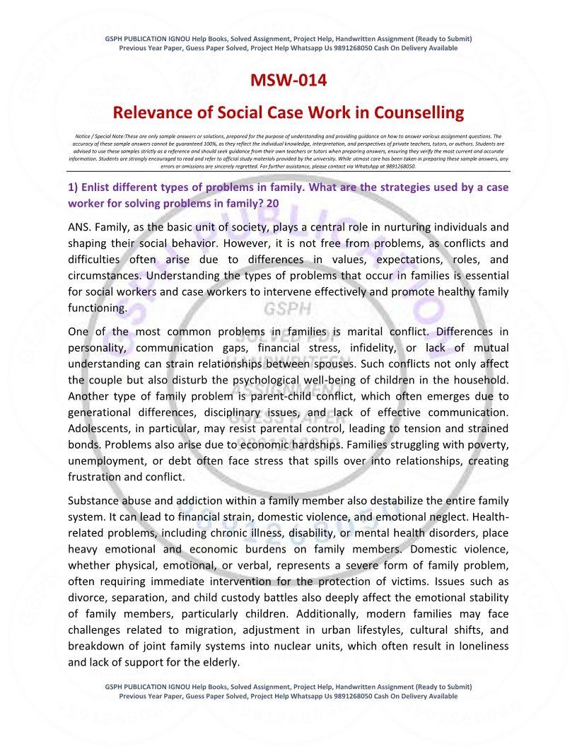 IGNOU MSW-014 Solved Assignment 2025-26 English Medium