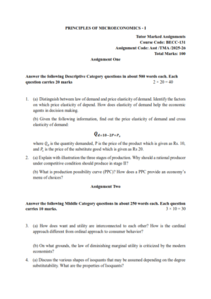 IGNOU BECC-131 Solved Assignment 2025-26 English Medium
