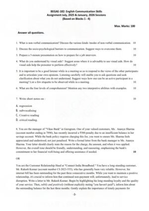 IGNOU BEGAE-182 Solved Assignment 2025-26 English Medium