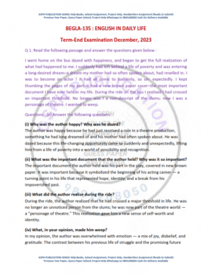 IGNOU BEGLA-135 Previous Year Solved Question Paper English Medium (DEC 2023)