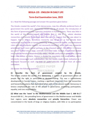 IGNOU BEGLA-135 Previous Year Solved Question Paper English Medium (JUNE 2023)