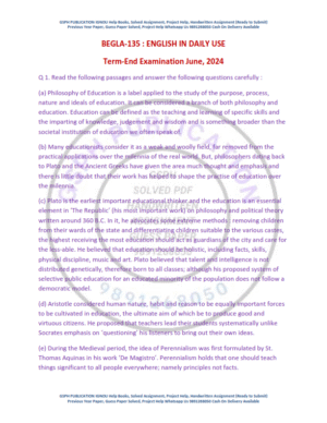 IGNOU BEGLA-135 Previous Year Solved Question Paper English Medium (JUNE 2024)