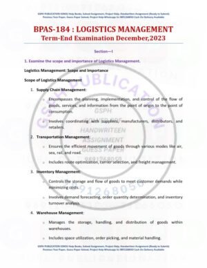IGNOU BPAS-184 Previous Year Solved Question Paper Hindi Medium (DEC 2023)