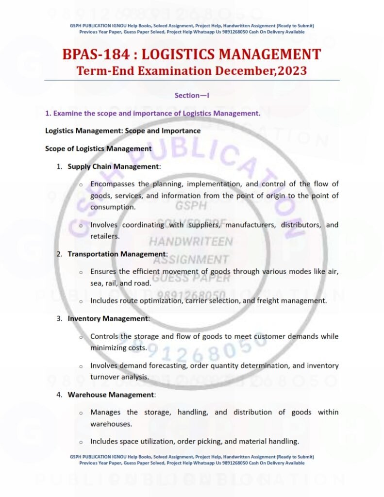 IGNOU BPAS-184 Previous Year Solved Question Paper English Medium (DEC 2022)