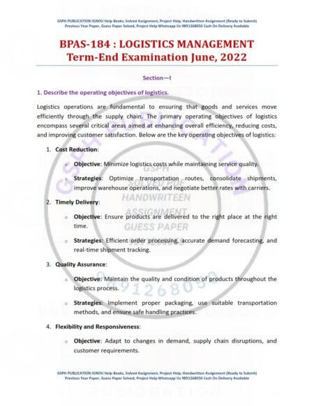 IGNOU BPAS-184 Previous Year Solved Question Paper English Medium (JUNE 2022)