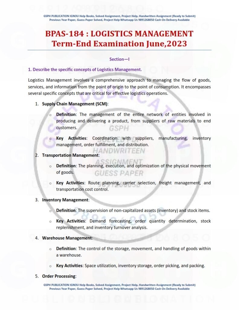 IGNOU BPAS-184 Previous Year Solved Question Paper English Medium (JUNE 2023)