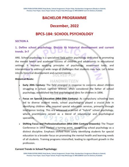 IGNOU BPCS-184 Previous Year Solved Question Paper English Medium (DEC 2022)