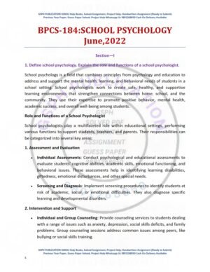 IGNOU BPCS-184 Previous Year Solved Question Paper English Medium (JUNE 2022)