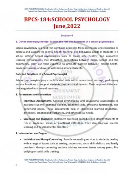 IGNOU BPCS-184 Previous Year Solved Question Paper English Medium (JUNE 2022)