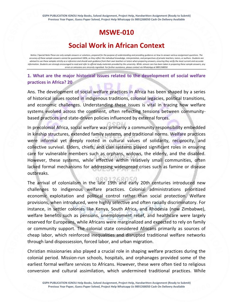 IGNOU MSWE-010 Solved Assignment 2025-26 English Medium