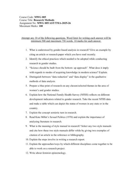 IGNOU MWG-05 Solved Assignment 2025-26 English Medium
