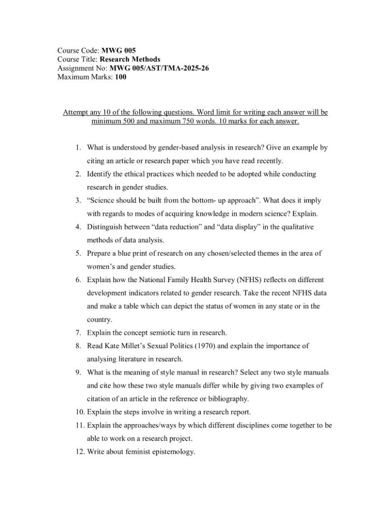IGNOU MWG-05 Solved Assignment 2025-26 English Medium