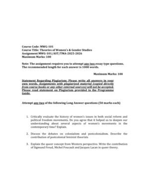 IGNOU MWG-101 Solved Assignment 2025-26 English Medium