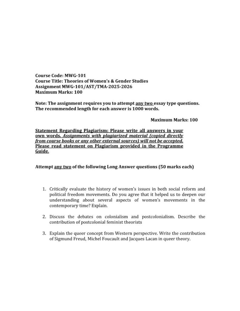 IGNOU MWG-101 Solved Assignment 2025-26 English Medium