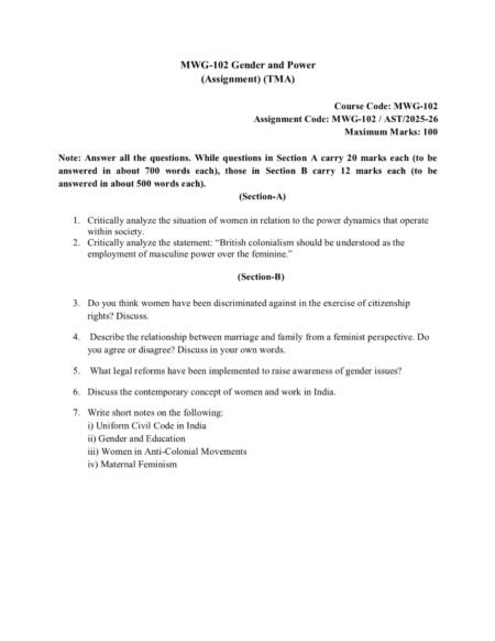 IGNOU MWG-102 Solved Assignment 2025-26 English Medium