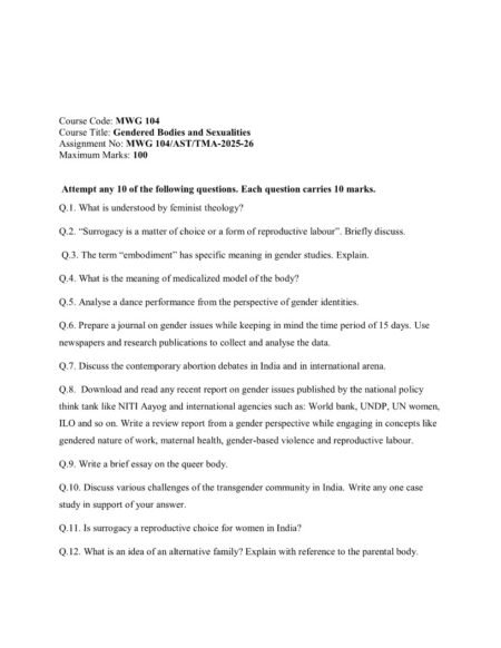 IGNOU MWG-104 Solved Assignment 2025-26 English Medium