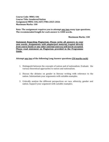 IGNOU MWG-106 Solved Assignment 2025-26 English Medium