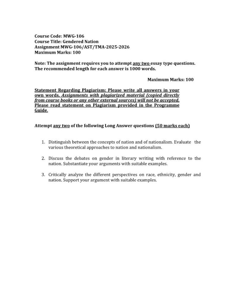 IGNOU MWG-106 Solved Assignment 2025-26 English Medium