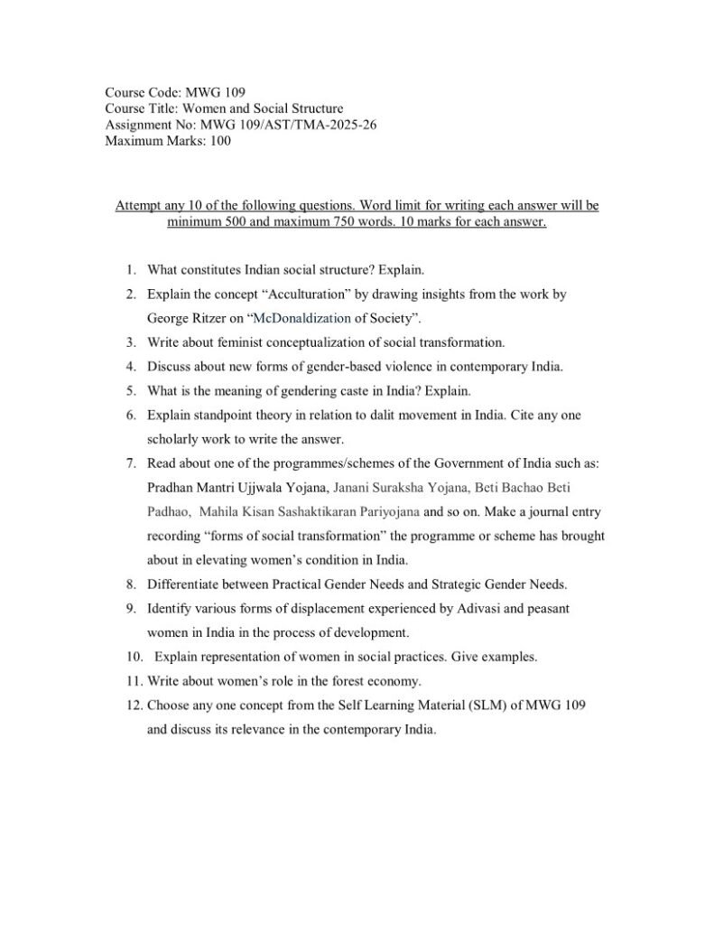IGNOU MWG-109 Solved Assignment 2025-26 English Medium