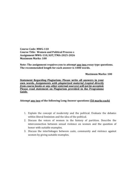 IGNOU MWG-110 Solved Assignment 2025-26 English Medium