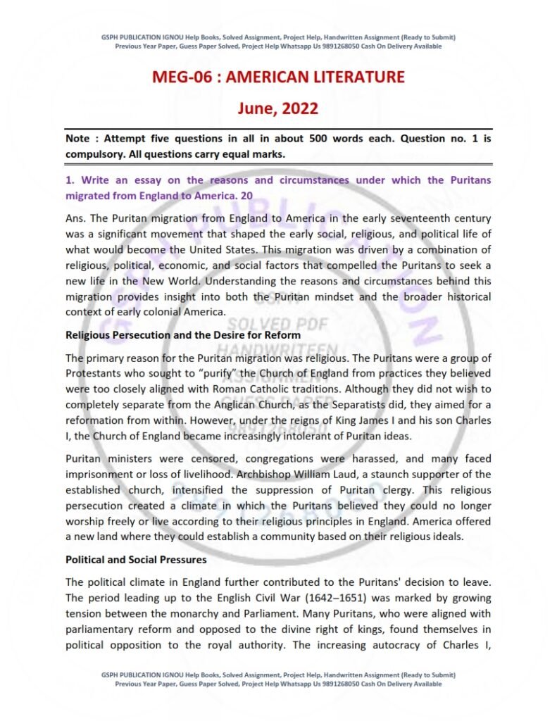 IGNOU MEG-011 Previous Year Solved Question Paper English Medium (JUNE 2022)