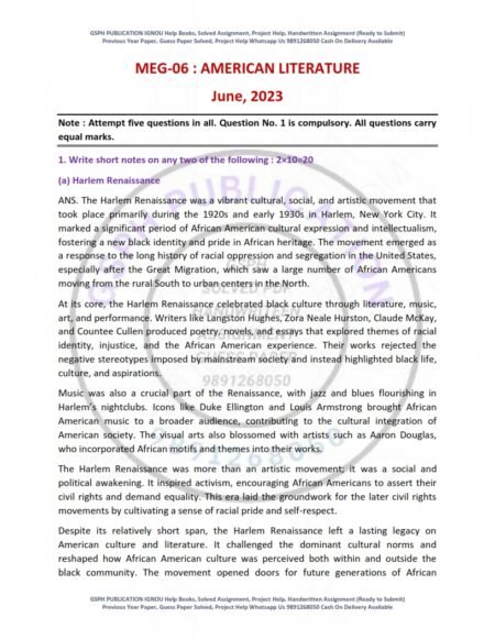IGNOU MEG-06 Previous Year Solved Question Paper English Medium (JUNE 2023)