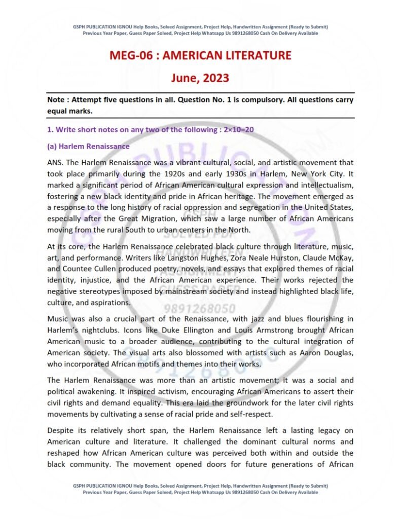 IGNOU MEG-06 Previous Year Solved Question Paper English Medium (JUNE 2023)