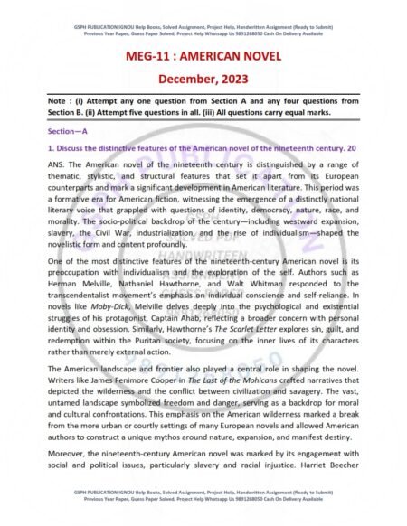 IGNOU MEG-011 Previous Year Solved Question Paper English Medium (DEC 2023)