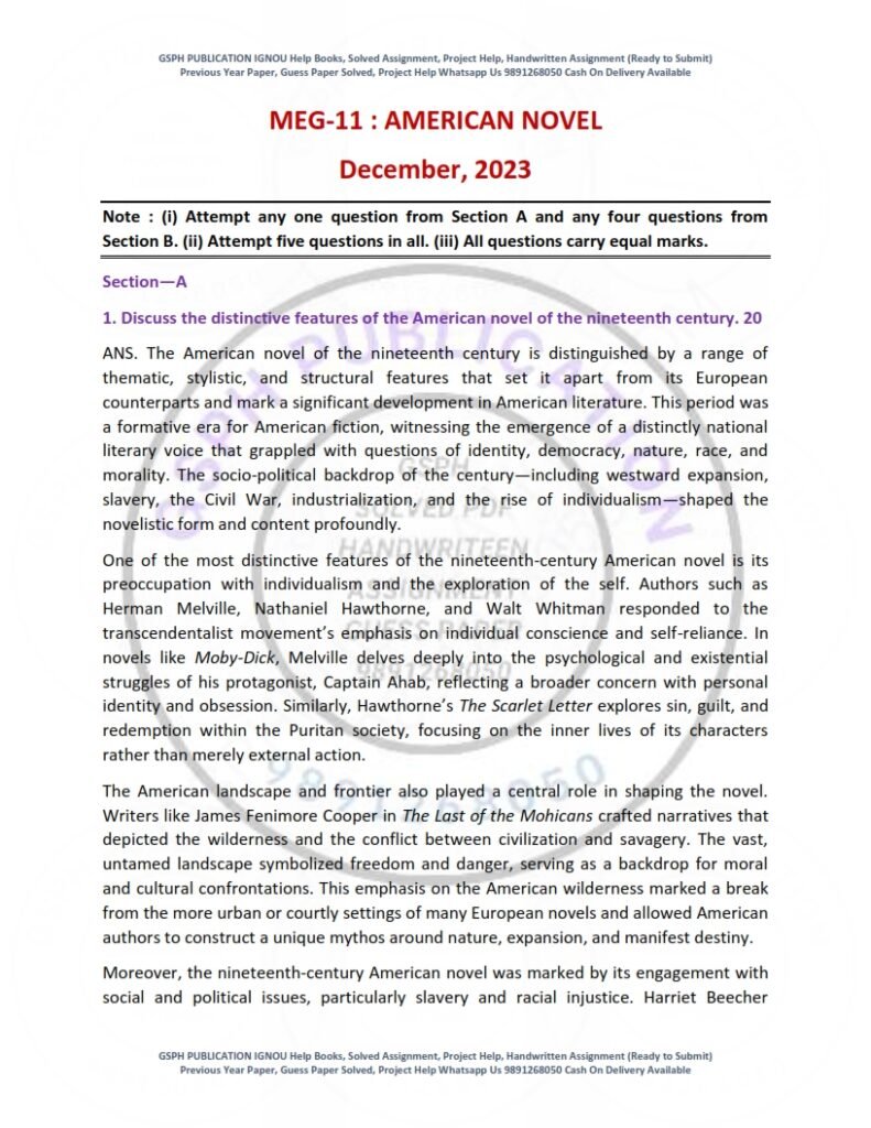 IGNOU MEG-011 Previous Year Solved Question Paper English Medium (DEC 2023)