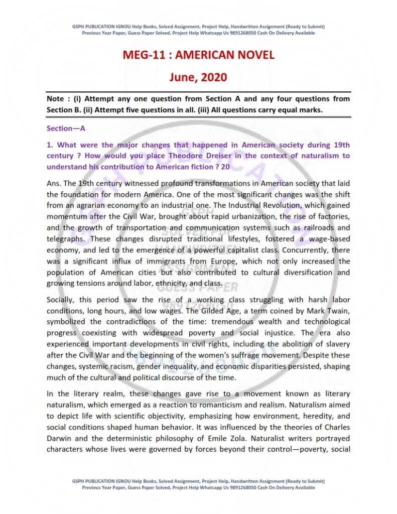 IGNOU MEG-011 Previous Year Solved Question Paper English Medium (JUNE 2020)