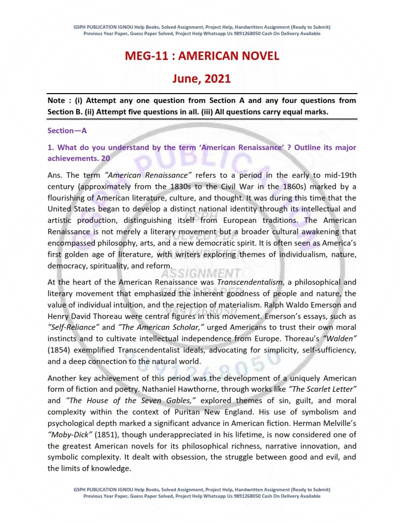 IGNOU MEG-011 Previous Year Solved Question Paper English Medium (JUNE 2021)