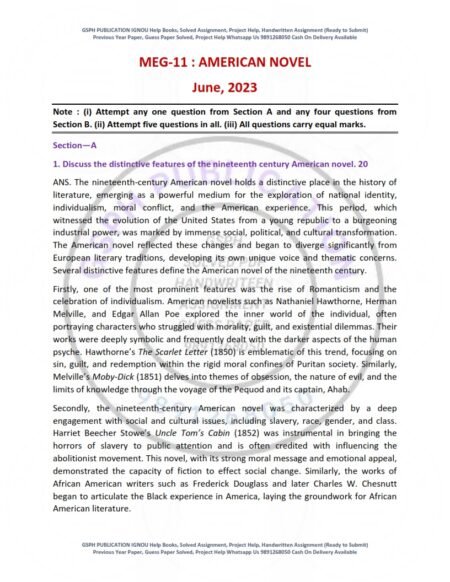 IGNOU MEG-011 Previous Year Solved Question Paper English Medium (JUNE 2023)