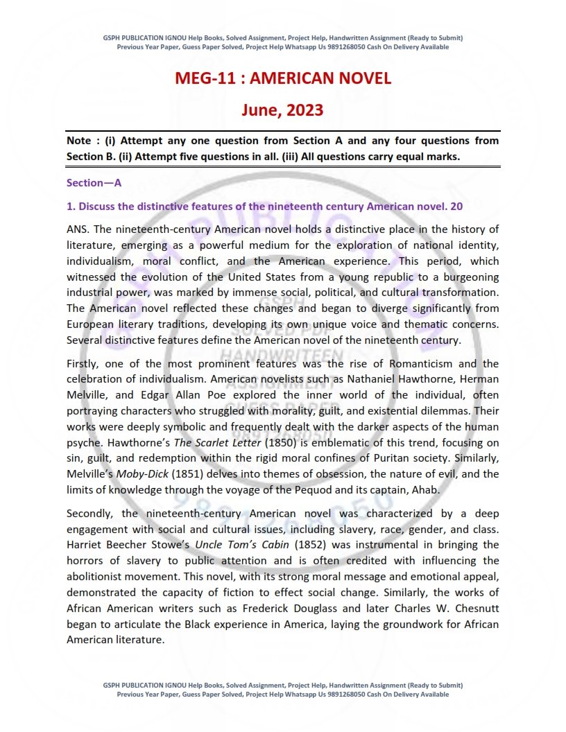 IGNOU MEG-011 Previous Year Solved Question Paper English Medium (JUNE 2023)