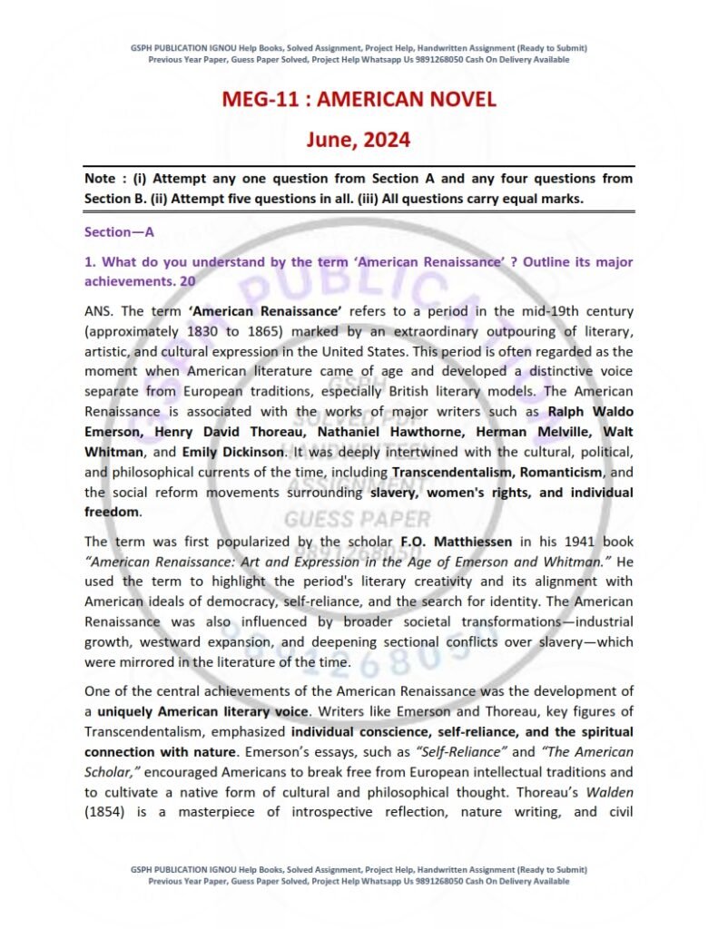 IGNOU MEG-011 Previous Year Solved Question Paper English Medium (JUNE 2024)