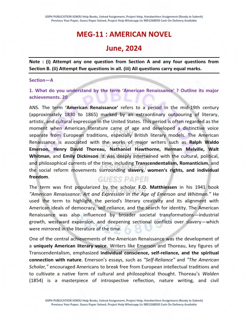 IGNOU MEG-011 Previous Year Solved Question Paper English Medium (JUNE 2024)