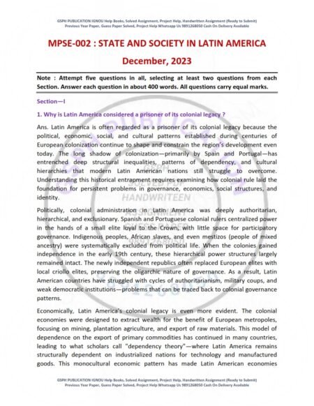 IGNOU MPSE-02 Previous Year Solved Question Paper English Medium (DEC 2023)