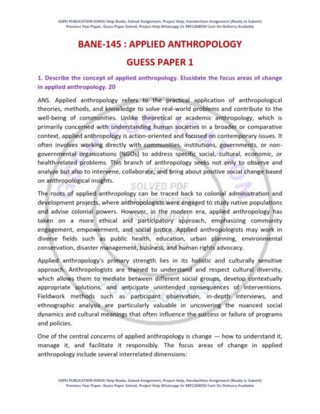 IGNOU BANE-145 Guess Paper Solved English Medium